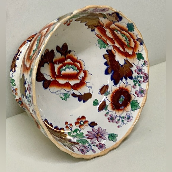 19th Century Antique Gaudy Welsh Embossed Design Scalloped Pedestal Footed Bowl - Picture 3 of 16